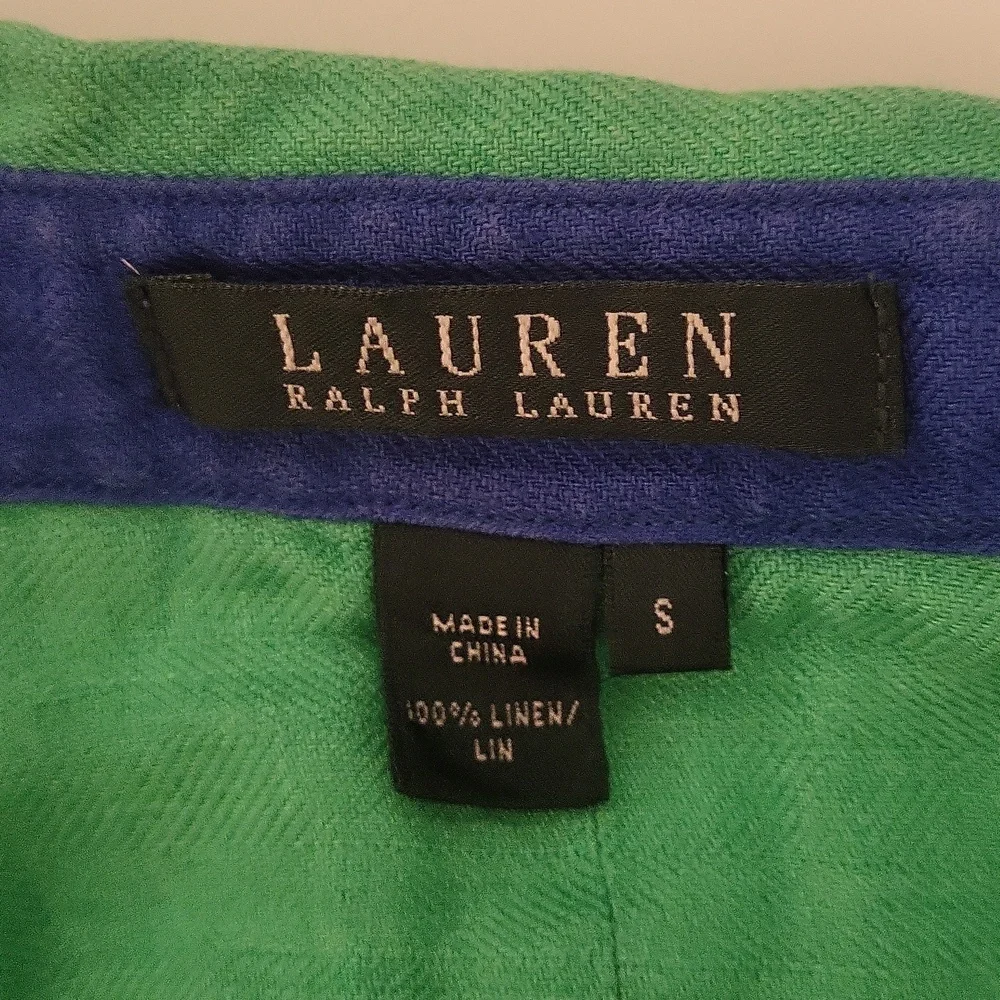 Lauren Ralph Lauren Linen Button Down Shirt 3/4 Sleeve sz S - Picture 6 of 8